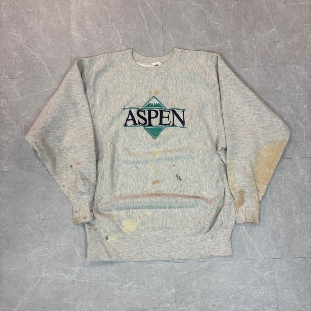 Vintage Crazy Shirts Aspen Sweatshirt Mens XL Gray Thrashed Distressed Champion
